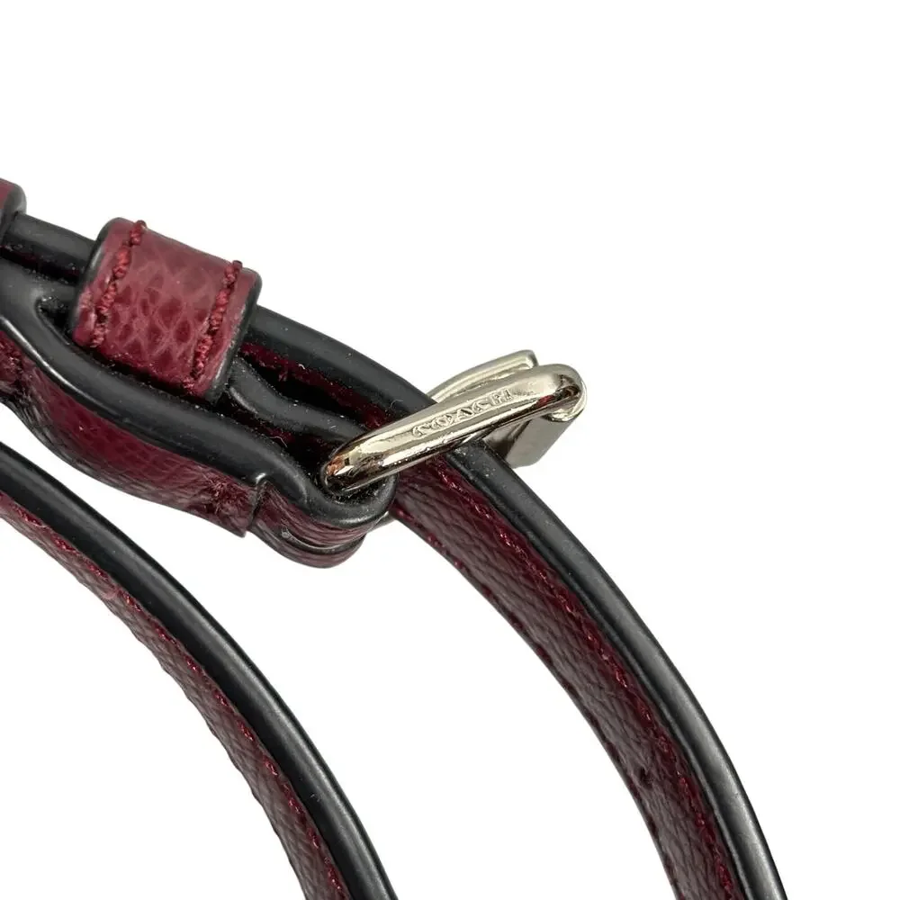 Coach Burgundy Leather Adjustable Crossbody Bag Strap Silver Hardware 44”